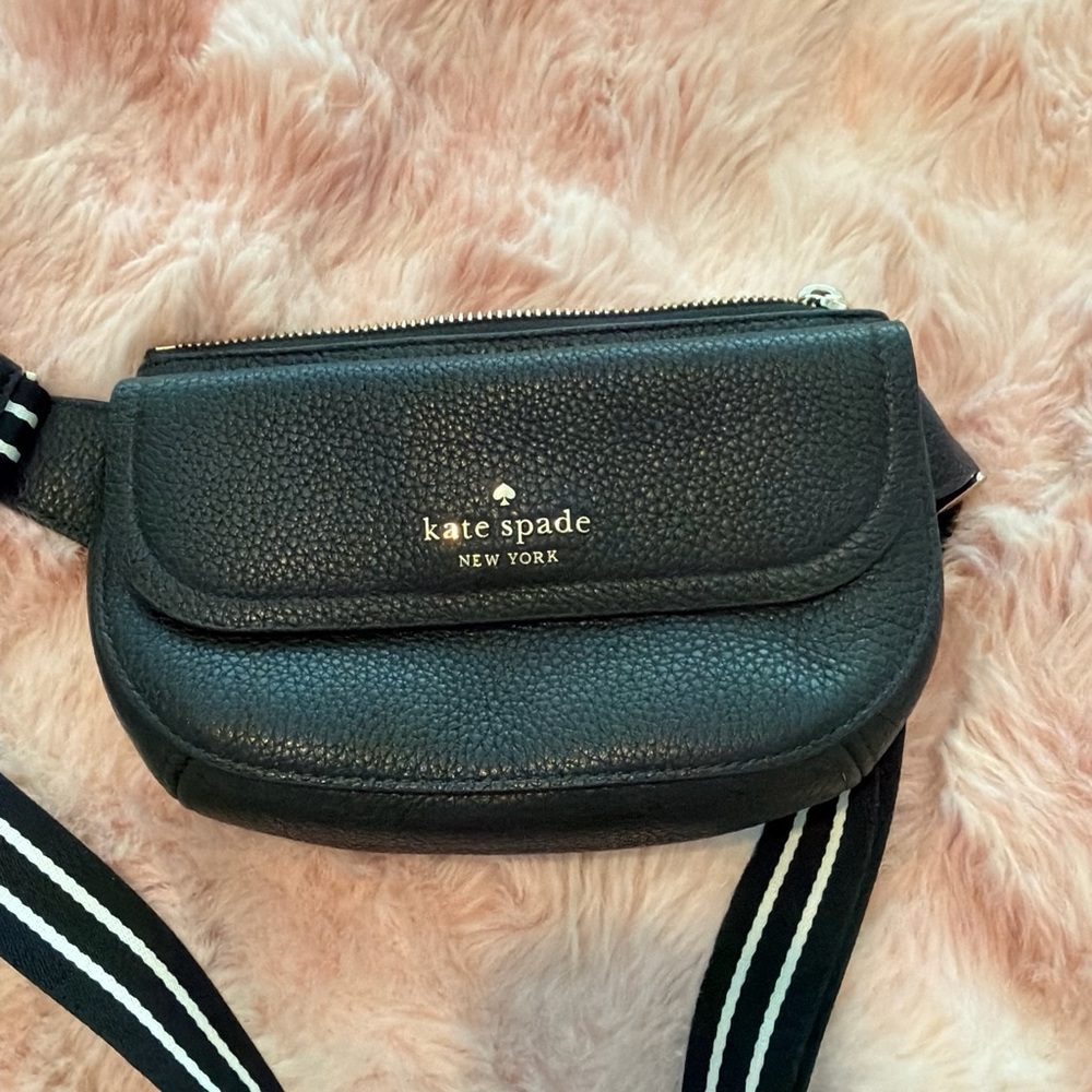 kate spade black pebbled leather crossbody belt bag